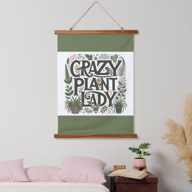 Crazy Pflanze Lady Wandteppich Mit Holzrahmen (Schlafzimmer)