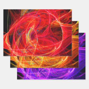 CRAZY PHOTON Abstrakt farbiges Fraktal Wirbel Geschenkpapier Set