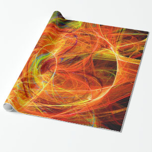 CRAZY PHOTON Abstrakt Gelborange Fraktal Wirbel Geschenkpapier