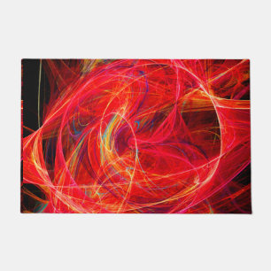 CRAZY PHOTON Abstrakte, rot-gelbe Fraktale, Wirbel Fußmatte