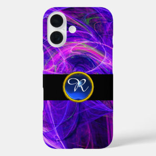 CRAZY PHOTON BLUE SAPPHIRE GEM STONE MONOGRAM iPhone 16 HÜLLE