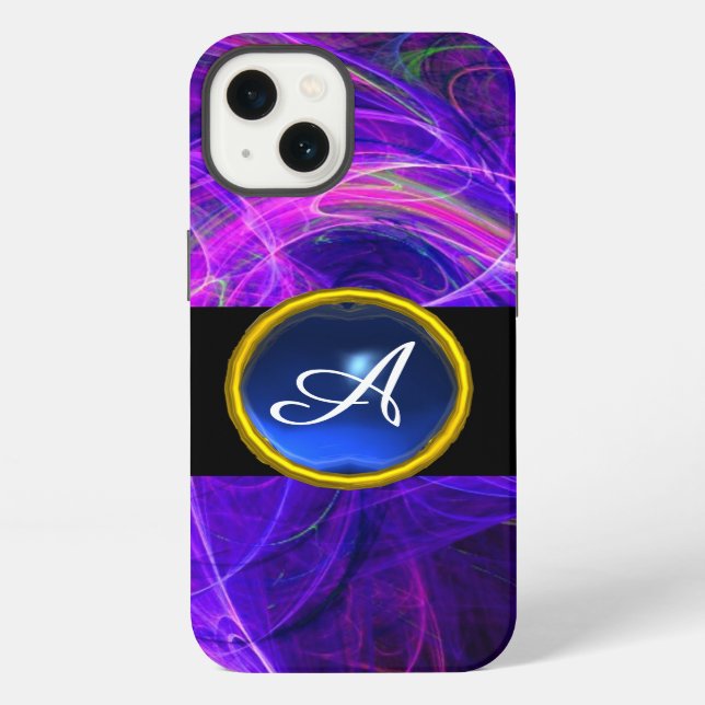 CRAZY PHOTON BLUE SAPPHIRE GEM STONE MONOGRAM iPhone HÜLLE (Rückseite)