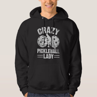 Crazy Pickleball Girl Player  Retro Vintage Hoodie
