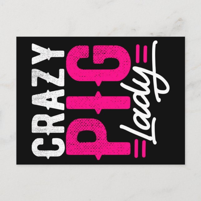 Crazy Pig | Lady Farms | Retro-Geschenk Ankündigungspostkarte (Vorderseite)