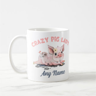 Crazy Pig Tasse, Pig Lover Tasse, Personalisiertes Kaffeetasse