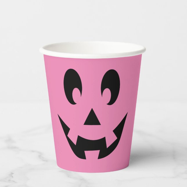 Crazy Pink Jack O'Lantern Pappbecher (Vorderseite)