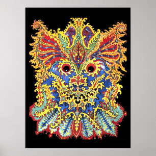 Crazy Psychedelic Cats Eyes Louis Wain Poster