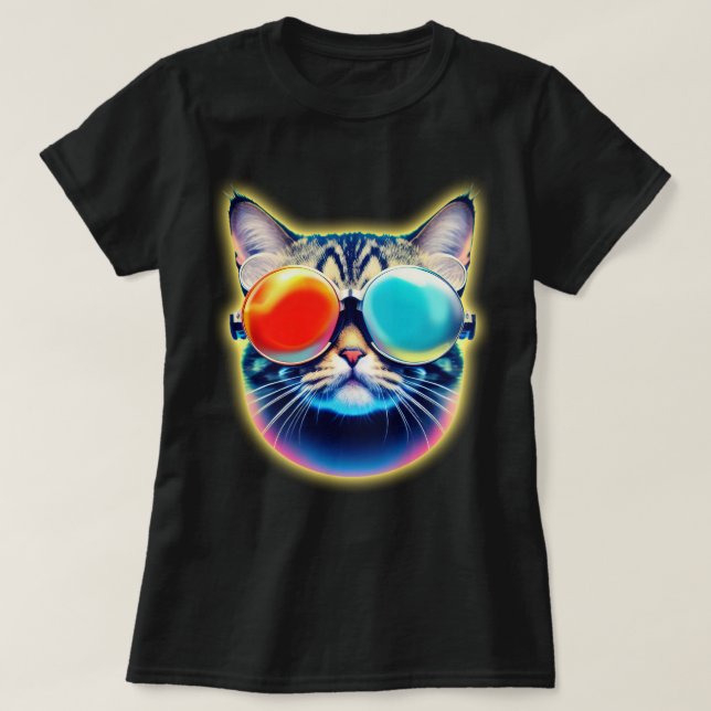 Crazy Psychedelic Psychonaut Kitty Cat Logo Weiß T-Shirt (Design vorne)