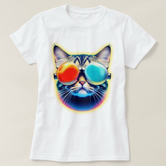 Crazy Psychedelic Psychonaut Kitty Cat Logo Weiß T-Shirt (Design vorne)