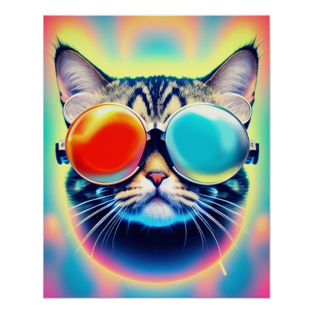 Crazy Psychedelic Psychonaut Kitty Cat Poster (Vorderseite)