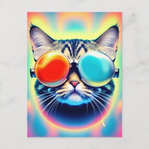 Crazy Psychedelic Psychonaut Kitty Cat Postkarte