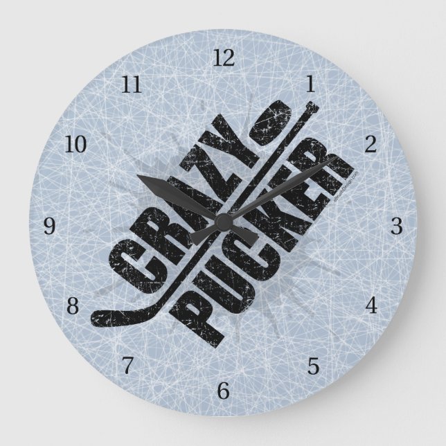Crazy Pucker (Hockey) Große Wanduhr (Vorderseite)
