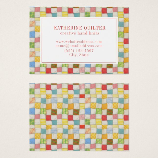 CRAZY QUILT 3,5 x 2,5 Visitenkarte (Vorne & Hinten)