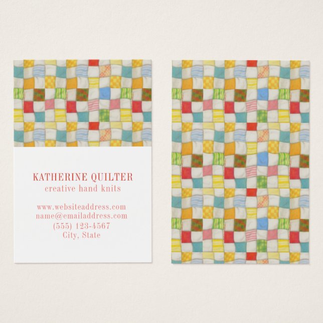 CRAZY QUILT 3,5 x 2,5 Visitenkarte III (Vorne & Hinten)