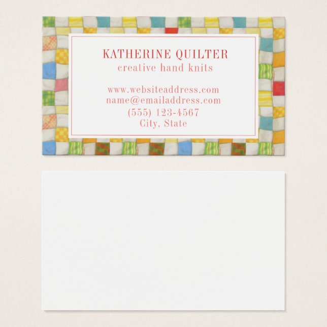 CRAZY QUILT 3,5 x 2 Visitenkarte II (Vorne & Hinten)