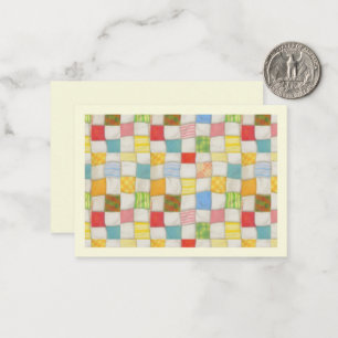 CRAZY QUILT 3,5x2,5 Flachkarte / Creme / Horizonta Mitteilungskarte