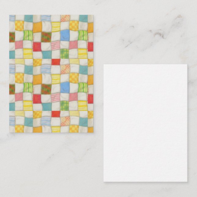 CRAZY QUILT 3.5x2.5 Flachkarte / Vertikal Mitteilungskarte (Vorne/Hinten)