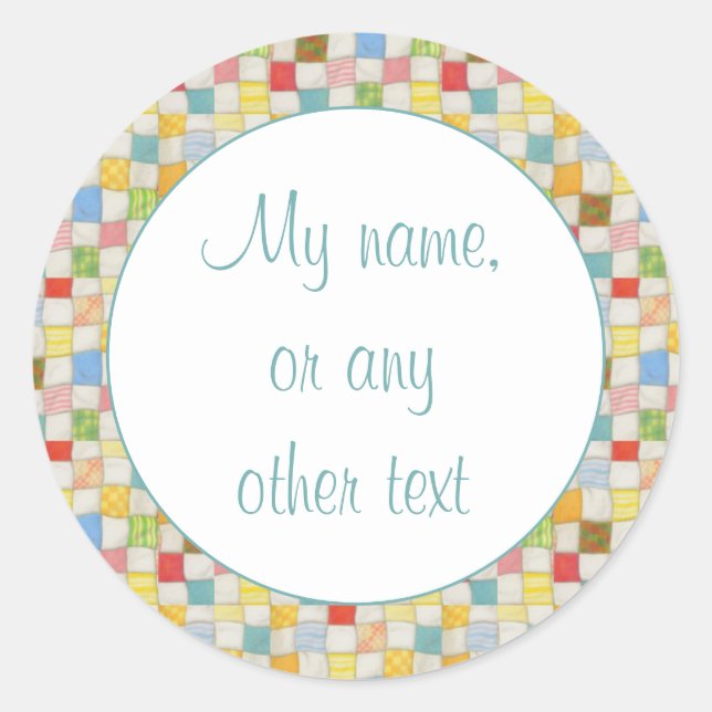 CRAZY QUILT 3" Rundmatte Stickers (Vorderseite)