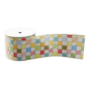 Crazy Quilt 3" Wide Grosgrain Ribbon Ripsband