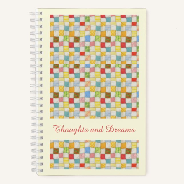 CRAZY QUILT 5.5x8.5 SpiralNotebook - Gelb Notizbuch (Vorderseite)