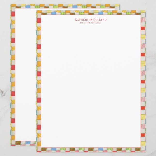 CRAZY QUILT 8,5 x 11 Business Stationery (Vorne/Hinten)