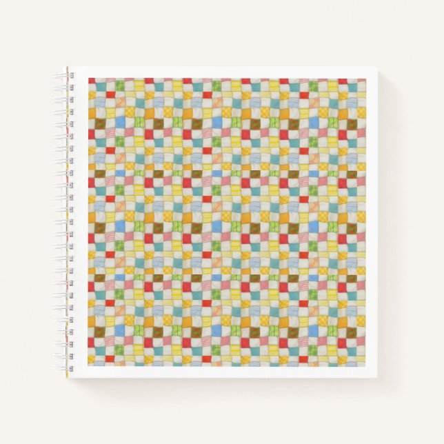 CRAZY QUILT 8.5x8.5 SpiralNotebook Notizbuch (Vorderseite)