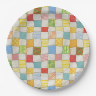 Crazy Quilt 9" Round Paper Plate Pappteller