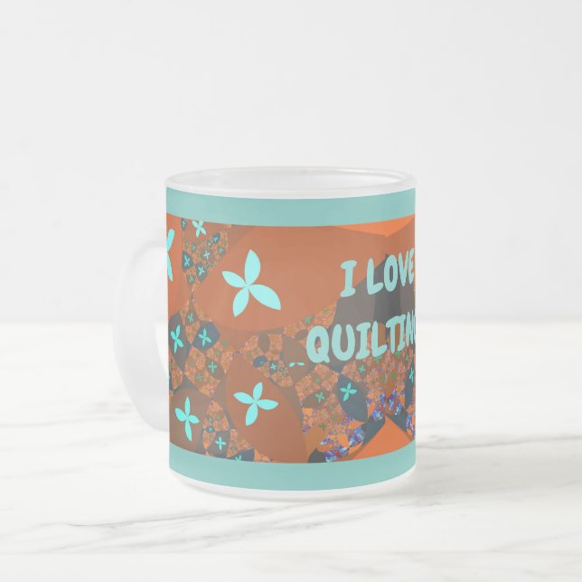 Crazy Quilt Abstrakt Fraktal Design Mattglastasse (Vorderseite Links)