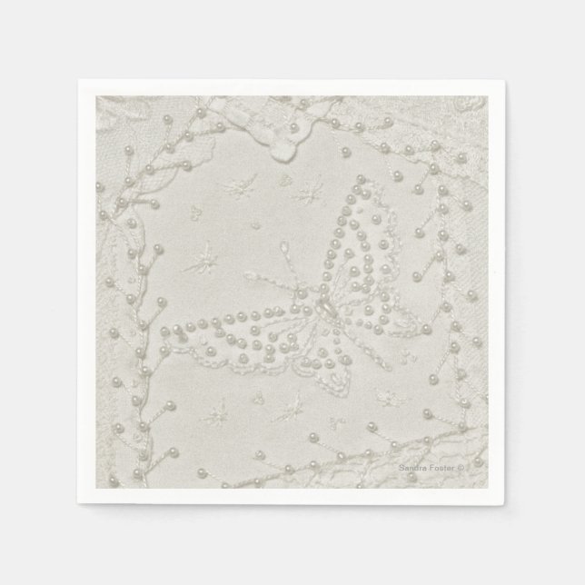 Crazy Quilt besticktes Design Napkins Serviette (Vorderseite)