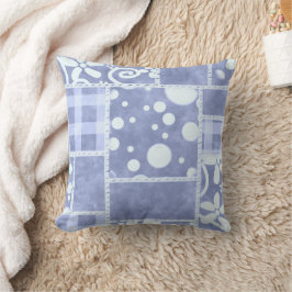 Crazy Quilt Blau kariert Blumenmuster Personalisie Kissen