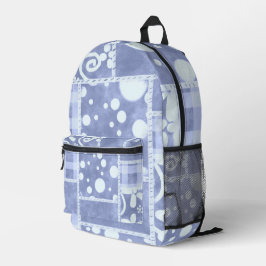 Crazy Quilt Blaues Gingham-Blumenmuster  Bedruckter Rucksack