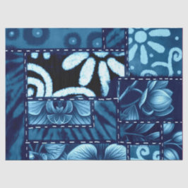 Crazy Quilt Blue Floral Muster Decoupage Seidenpapier