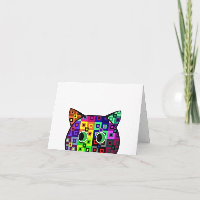 Crazy Quilt Cat Feiertagskarte (Vorderseite)