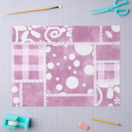 Crazy Quilt Dusty Pink floral Muster Decoupage Seidenpapier