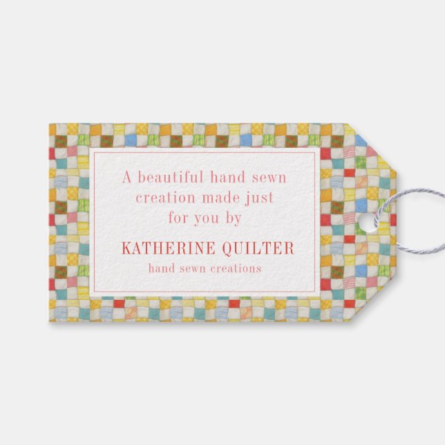 CRAZY QUILT Geschenketiketten Geschenkanhänger (Vorderseite (Horizontal))