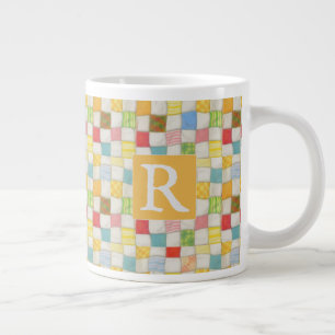 CRAZY QUILT Großer Becher + Text / Gold Jumbo-Tasse