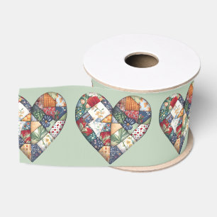 Crazy Quilt Heart Design auf der Bühne grün Ripsband