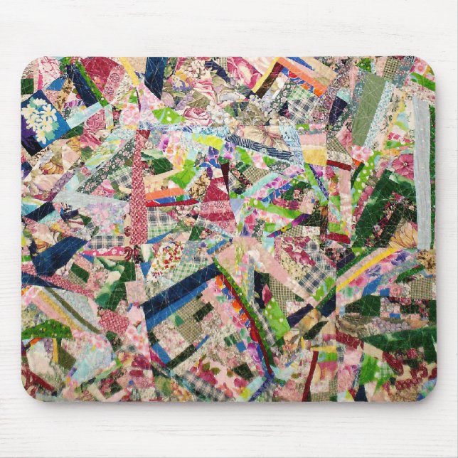 Crazy Quilt in den Frühlingsfarben Mousepad (Vorne)