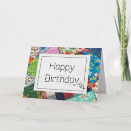 Crazy Quilt mit der Nadel zum Geburtstag Karte