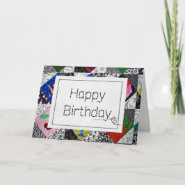 Crazy Quilt mit Needle zum Geburtstag Karte