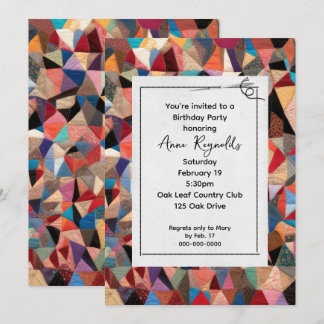 Crazy Quilt Muster mit Party der Nadel Einladung