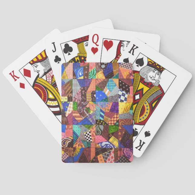 Crazy Quilt Patchwork Quilt Abstrakt Art Geometric Spielkarten (Rückseite)