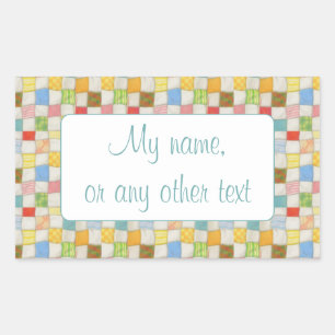 CRAZY QUILT Rechteckige Mattstickers Rechteckiger Aufkleber