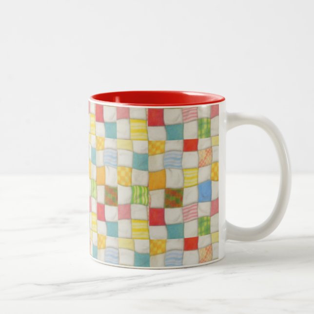CRAZY QUILT Rot Zweifarbig Tasse (Rechts)