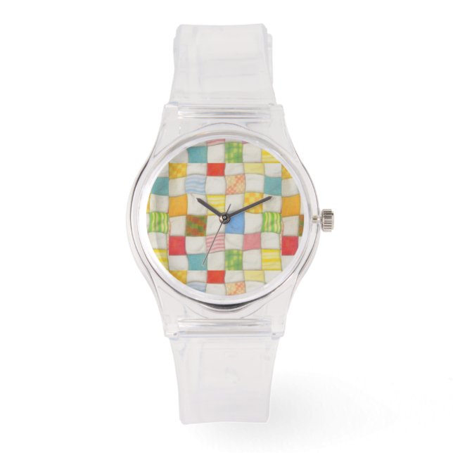 CRAZY QUILT Silicone Strahl White Watch Armbanduhr (Vorderseite)