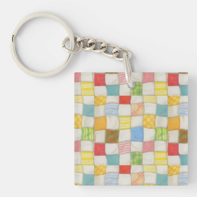 CRAZY QUILT Square Acrylic Schlüsselanhänger (Vorderseite)