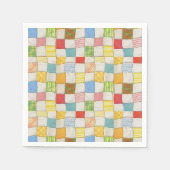 CRAZY QUILT Standard Cocktail Papier Napkins Serviette (Vorderseite)