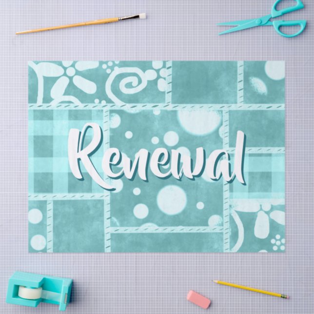 Crazy Quilt Teal Gingham Personalized Decoupage Seidenpapier (Basteln)