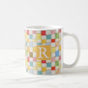 CRAZY QUILT Weiße Tasse + Text / Gold