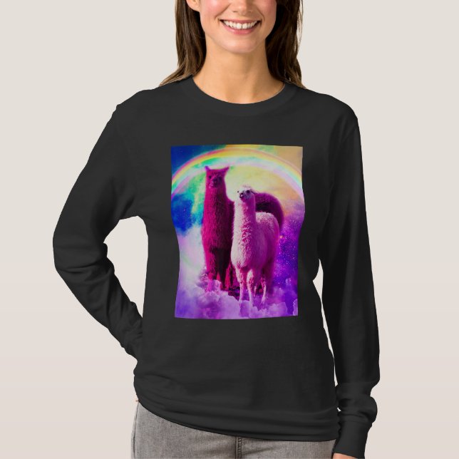 Crazy Rainbow Blade im Weltraum T-Shirt (Vorderseite)